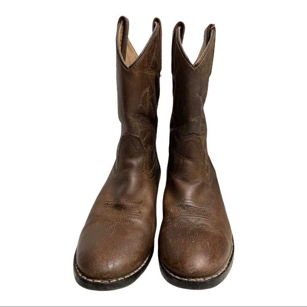 MASTERSON’S BOOT CO. Youth Cowboy‎ Boots,Size 2.5 D, Brown, Leather Upper,Unisex